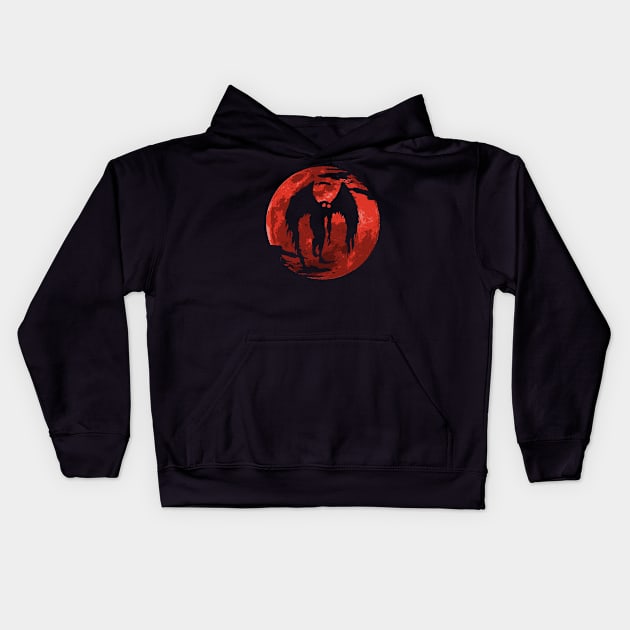 Night Mothman Kids Hoodie by nickbeta